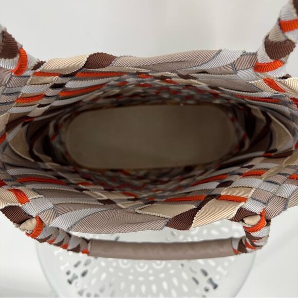 Salvatore Ferragamo woven plaid fabric leather grosgrain ribbon tote handbag - Picture 12 of 16